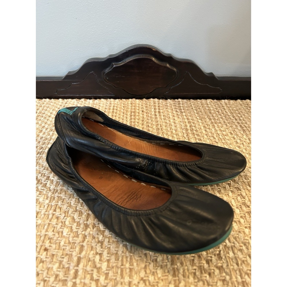 Tieks Gavrieli Folding Ballet Flats Black Soft Matte Leather Shoes Size 8 Travel